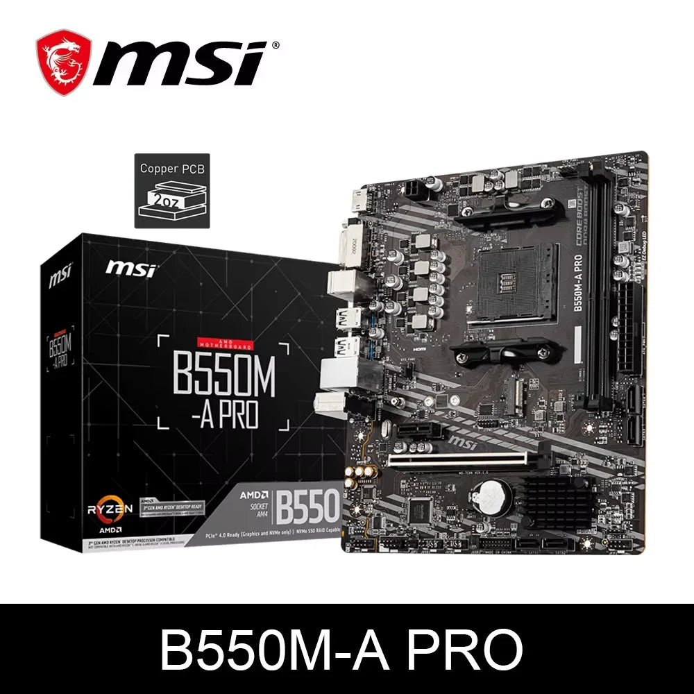 MSI B550M-A PRO AMD Gaming Motherboard AM4 DDR4 M.2 Supports Ryzen