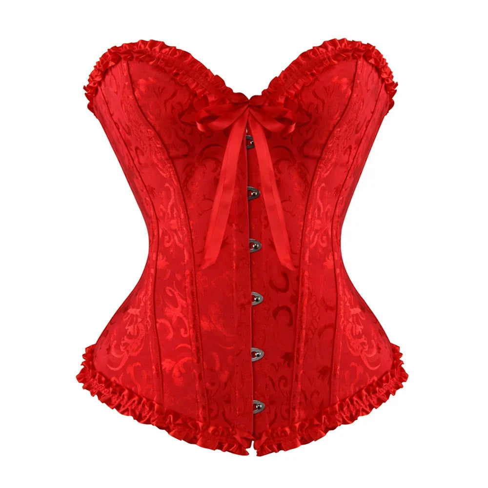 Victorian Gothic Fashion Jacquard Overbust Corset
