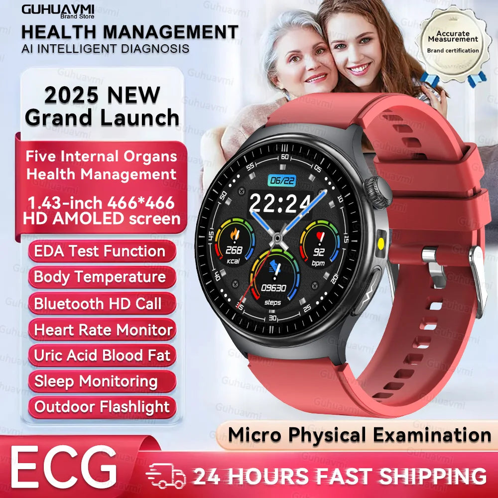 New Upgraded Health Monitoring Uric Acid Blood Pressure Blood Oxygen Heart Health Check Smart Watch ECG smart watches Man 2025