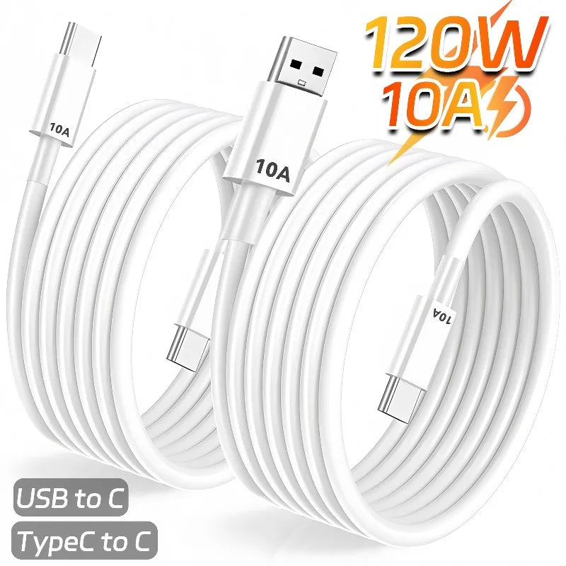 10A USB A To C Cable Type C To C Data Cable High Speed 0.25/1/1.5/2m Charging Cord
