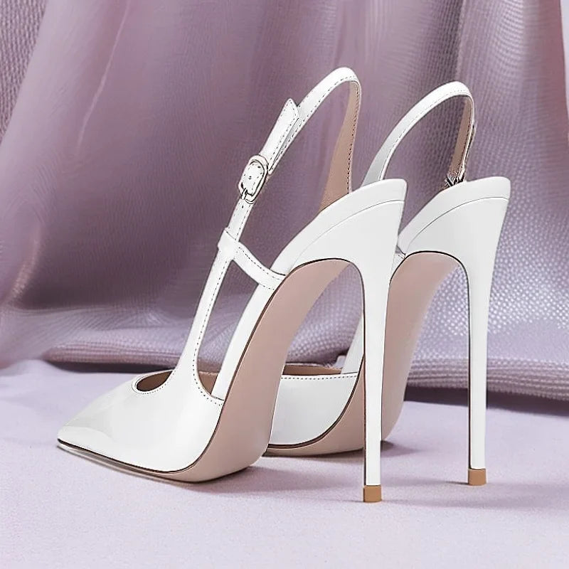 New side leakage hollowed out rear strap high-heeled sandals with black and white mirror and sexy temperament plus size shoes