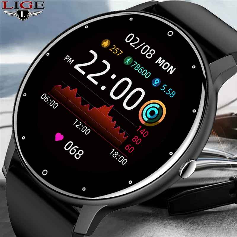 LIGE 2025 New Smart Watch Men Full Touch Screen Sport Fitness Watch IP67 Waterproof Bluetooth For Android ios smartwatch Men+box