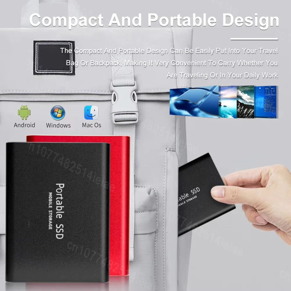 New Type-C SSD 8TB/16TB High-Speed Mini Hard Drive for Laptops/Macs/Desktops