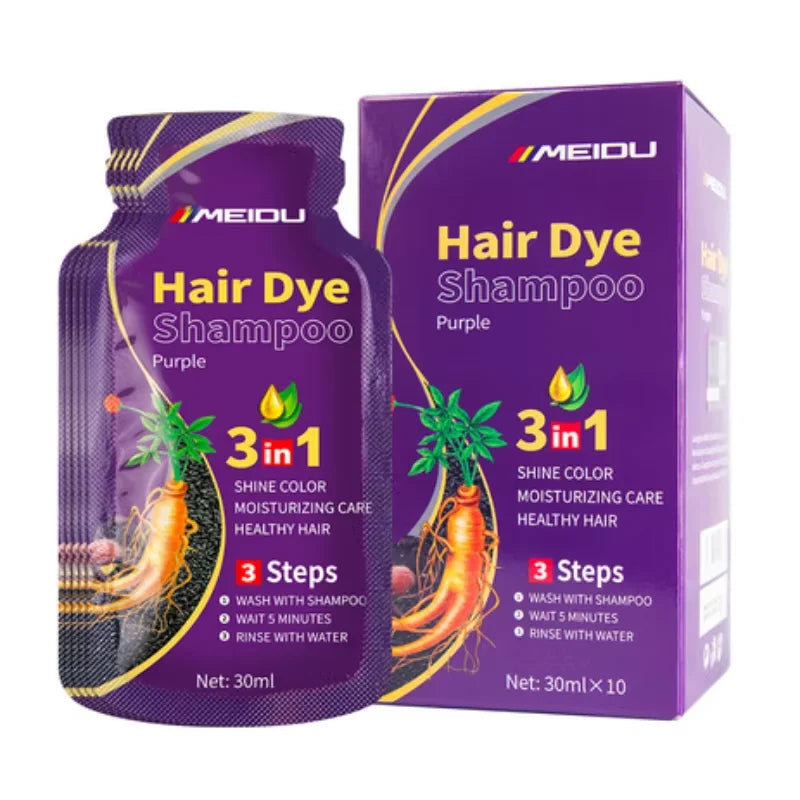 3-in-1 Natural Black Herbal Hair Dye Shampoo