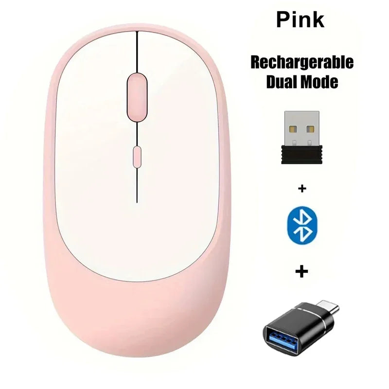 Wireless Mouse Rechargeable Mouse Dual Modes Bluetooth-compatible 2.4G USB Mice For Computer Laptop Tablet Macbook Mause