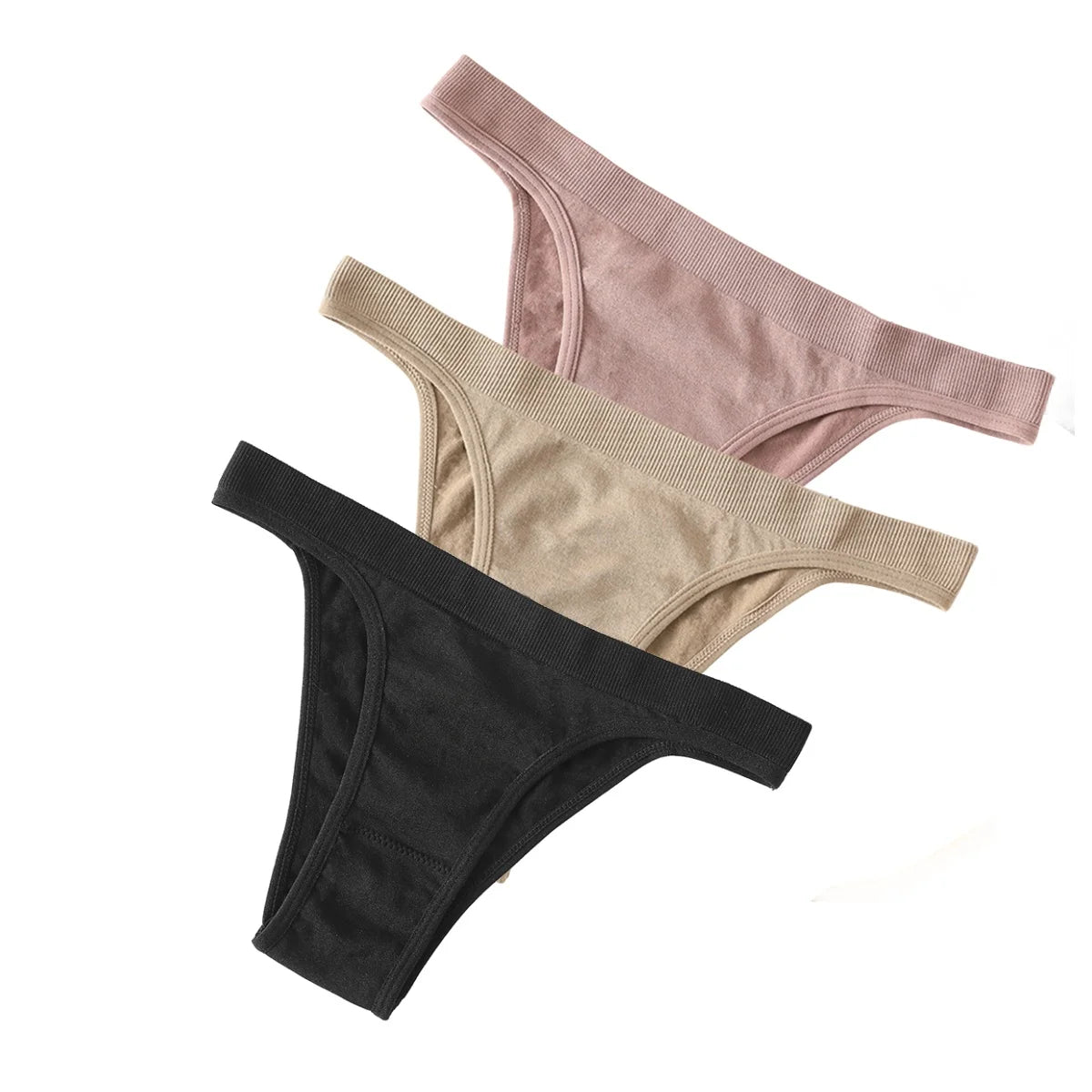 3PCS Set Women's High Rise Brazilian Panties Stretch Seamless Soft Sexy Lingerie