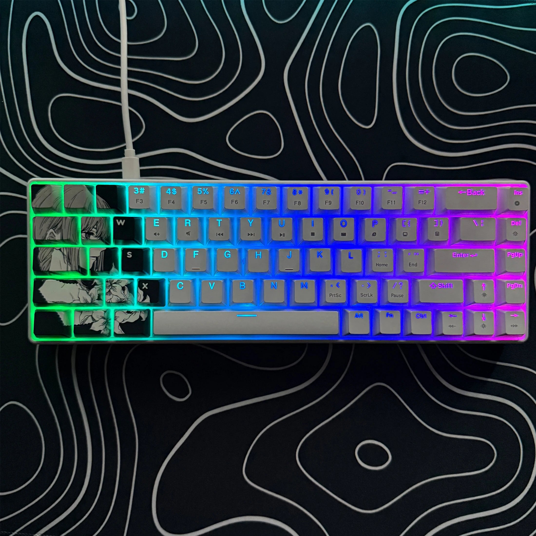 Gaming Mechanical Keyboard, Wired RGB Backlit Mini Keyboard, Ultra-Compact Anti-Ghosting No-Conflict 68 Keys Membrane Gaming