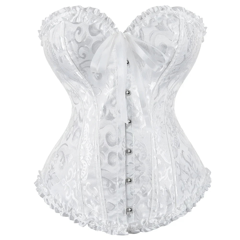 Victorian Gothic Fashion Jacquard Overbust Corset