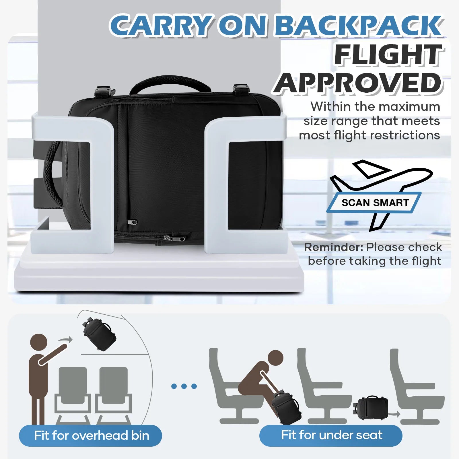 Men 15.6 inch Laptop Bag Cabin Airplane Travel Backpack 40x20x25, Able Carry Hand Luggage Backpack Ryanair, College Backpack