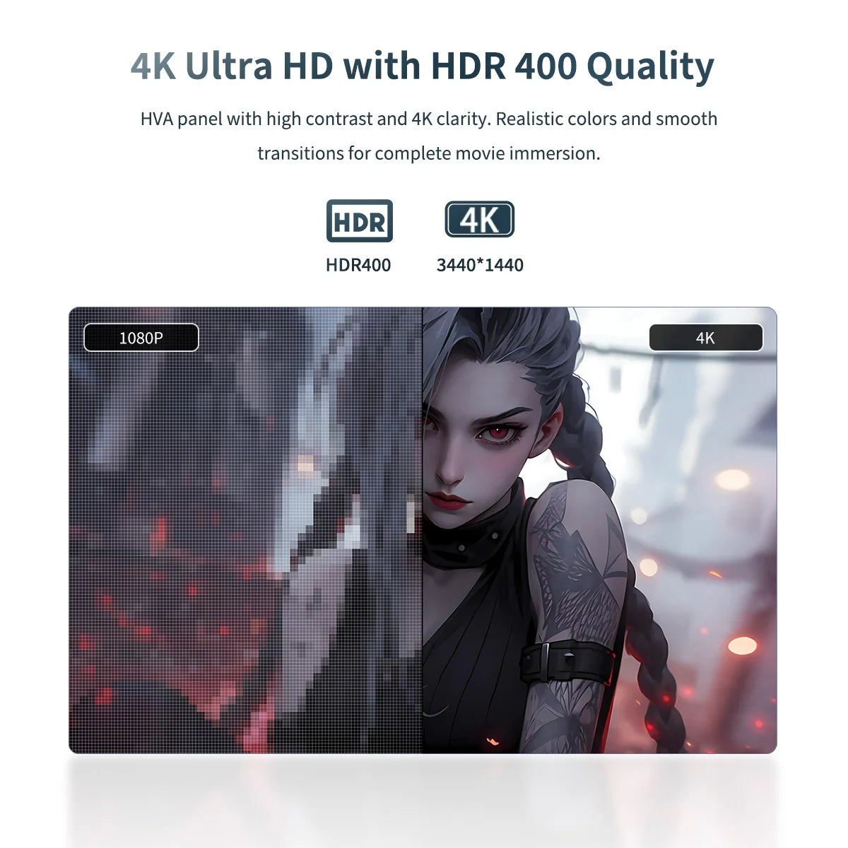 CHONSUN CS385s 34" UWQHD 240Hz Curved Gaming Monitor | HVA Panel, 3000:1 High Contrast, Dual HDMI 2.1, HDR400