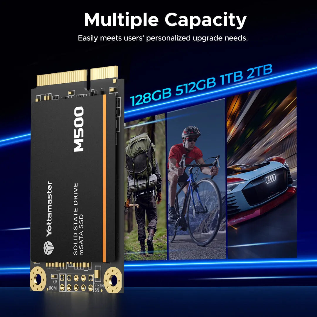 Yottamaster mSATA Harddisk M500 SSD HDD SATA III 6Gbps 3D NAND Internal Solid State Drive 2TB 128GB for Game Laptops Desktop PC