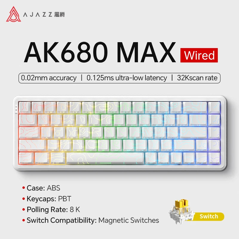 AJAZZ AK680 MAX Mechanical Keyboard HE Hall Effect Switch 60% 8k/1K RGB Wired/Wireless