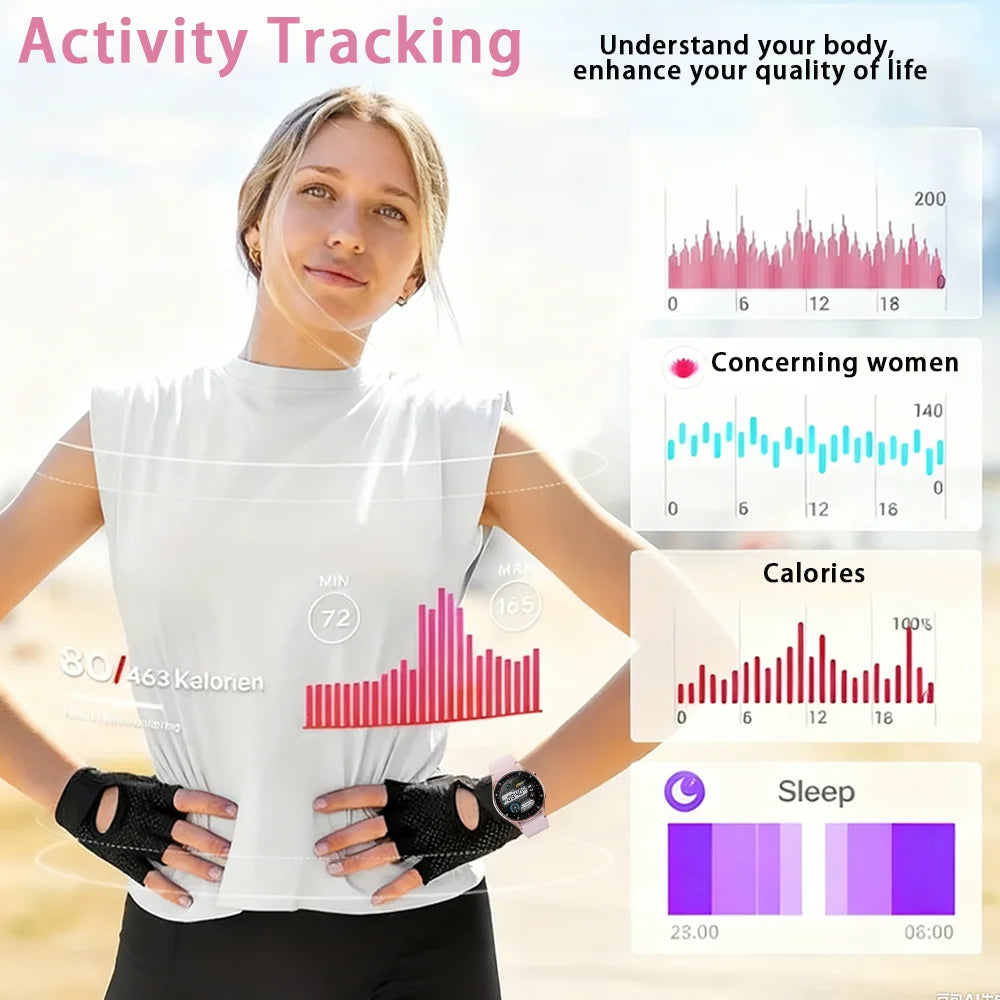 Smart Watch for Women,1.26" AMOLED Touchscreen Make/Answer Calls, Heart Rate SpO2 Monitor, Sleep & Activity Tracking Smartwatch