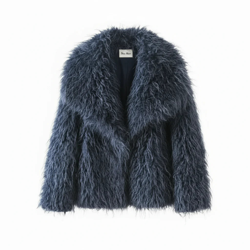 Elarra Faux Fur Shaggy Jacket – Women’s Oversized Mongolian Style Coat for Autumn Winter Outfits