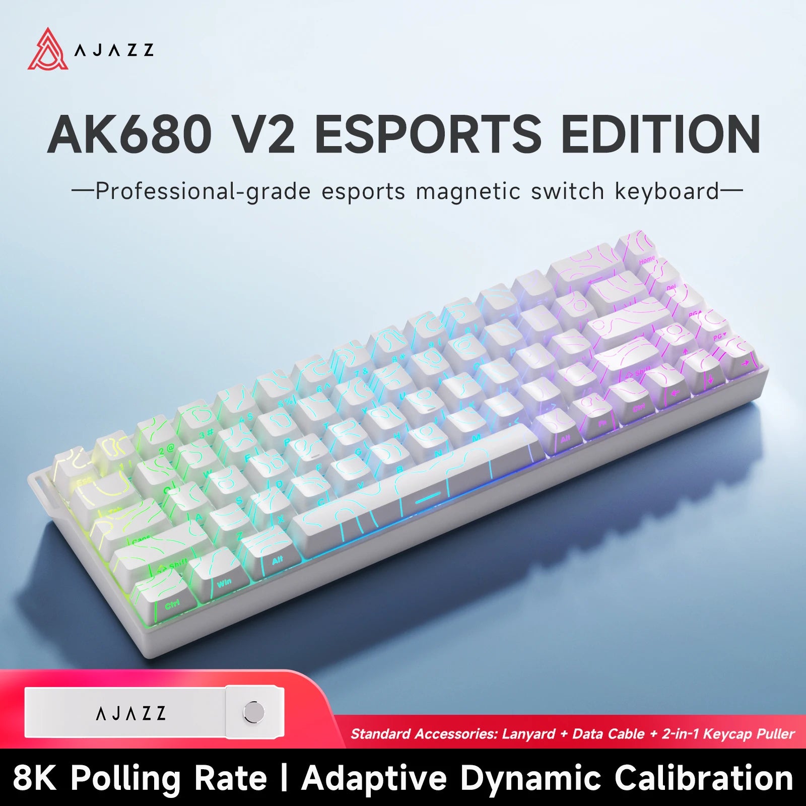 AJAZZ AK680 V2/AK680 MAX Magnetic Switch Mechanical Keyboard 60% Rapid Trigger 0.01mm 8K Return 68 keys Wired Gaming Keybaord