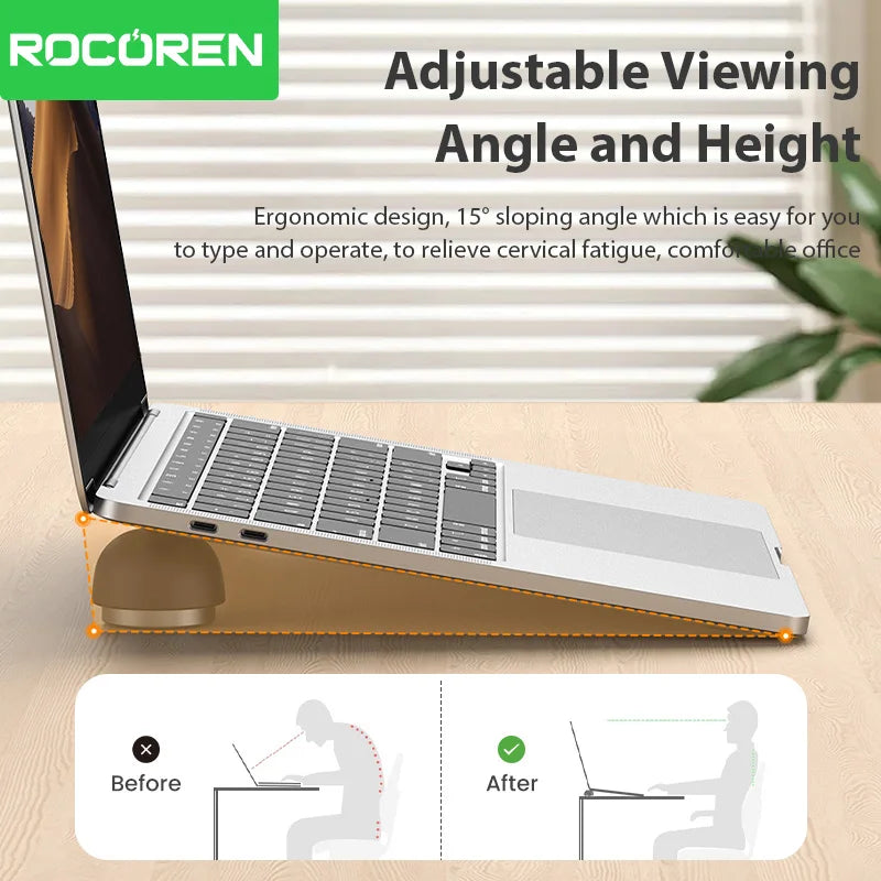 Rocoren Laptop Stand Notebook Accessories Laptop Mushroom Holder Magnetic Mini Cooler Stand for Macbook Pro Air Support Bracket