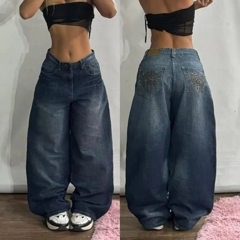 Baggy Wide Leg Designed Jeans