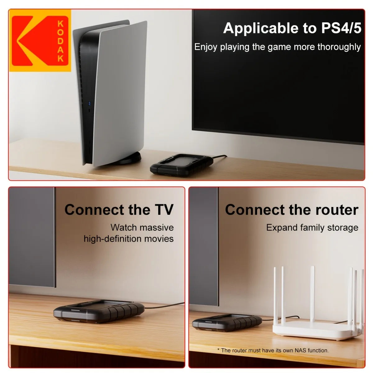 KODAK, P110, Portable HDD mechanical mobile disk, 500GB/1Tb/2Tb, portable gaming hard drive storage, suitable for PC, electronic