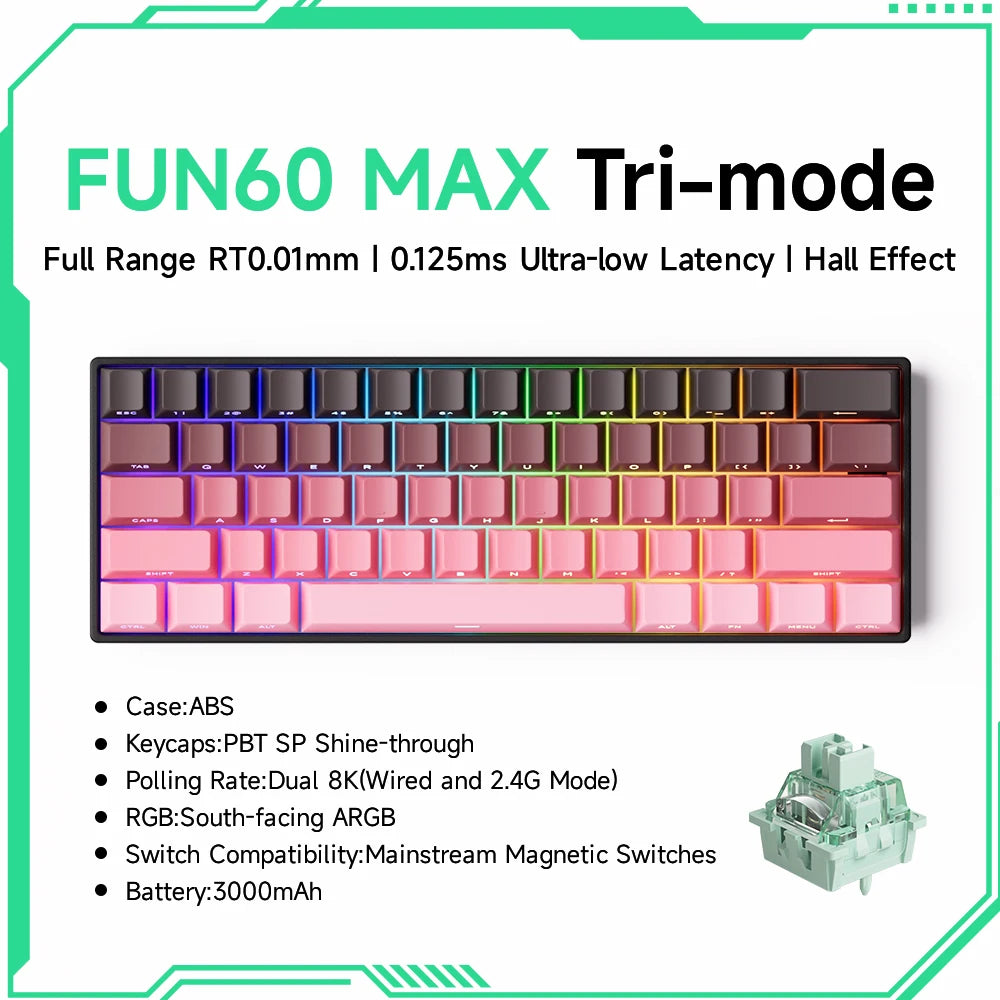 Akko MonsGeek FUN68 FUN60 PRO&MAX  HE Magnetic Keyboard 60% 65% Gaming Keyboards Rapid Trigger 8K Custom Keyboard Gamer Esports