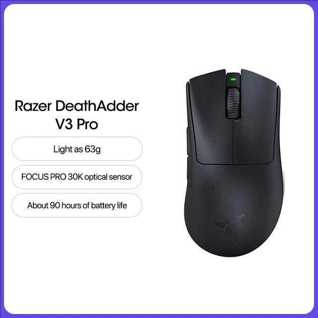 Razer DeathAdder V3 Pro Wireless Gaming Mouse  Focus Pro 30K DPI Sensor