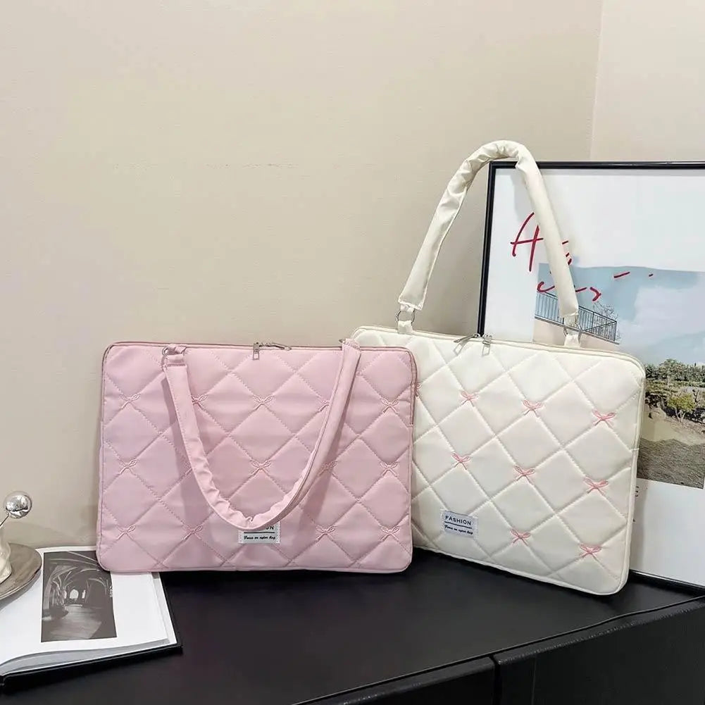 Travel Bag 15inch Portable Laptop Bags Bow with Handle Laptop Case Soft Material Cute Notebook Sleeve Travel