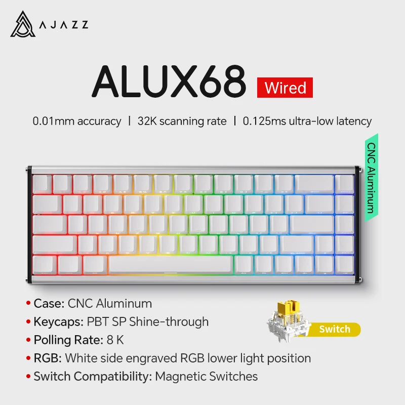 AJAZZ AK680 MAX Mechanical Keyboard HE Hall Effect Switch 60% 8k/1K RGB Wired/Wireless