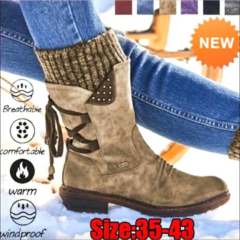 Women's Winter Mid-Calf Bow Plush Warm Boots