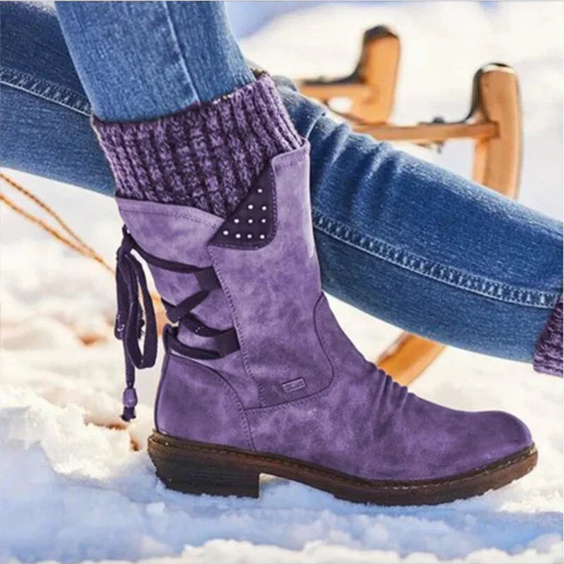 Women's Winter Mid-Calf Bow Plush Warm Boots