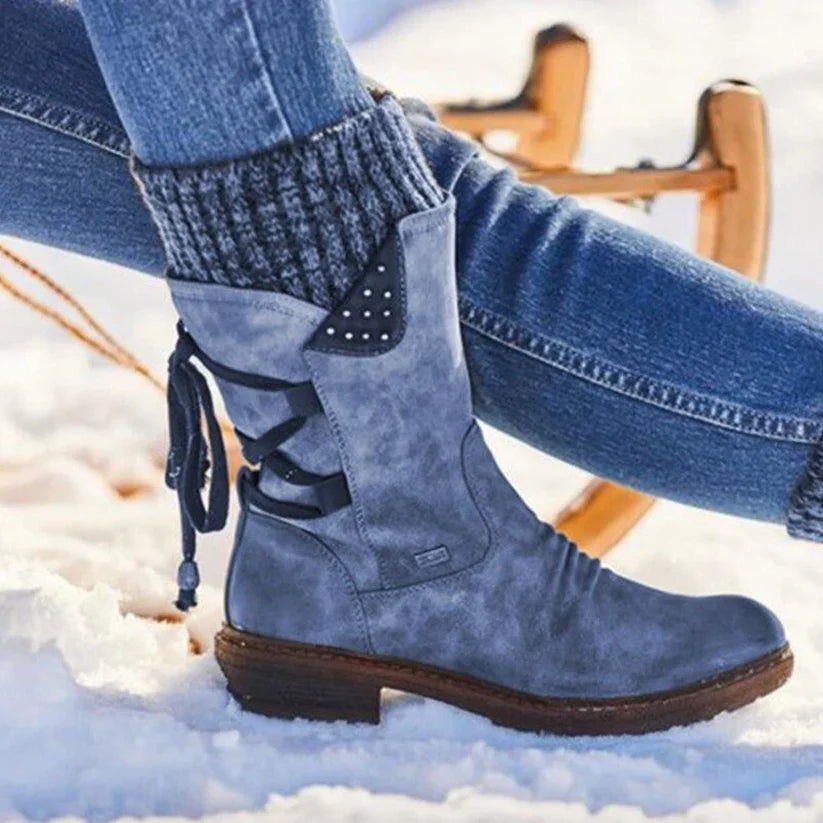 Women's Winter Mid-Calf Bow Plush Warm Boots