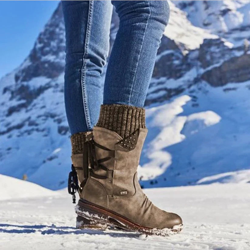 Women's Winter Mid-Calf Bow Plush Warm Boots