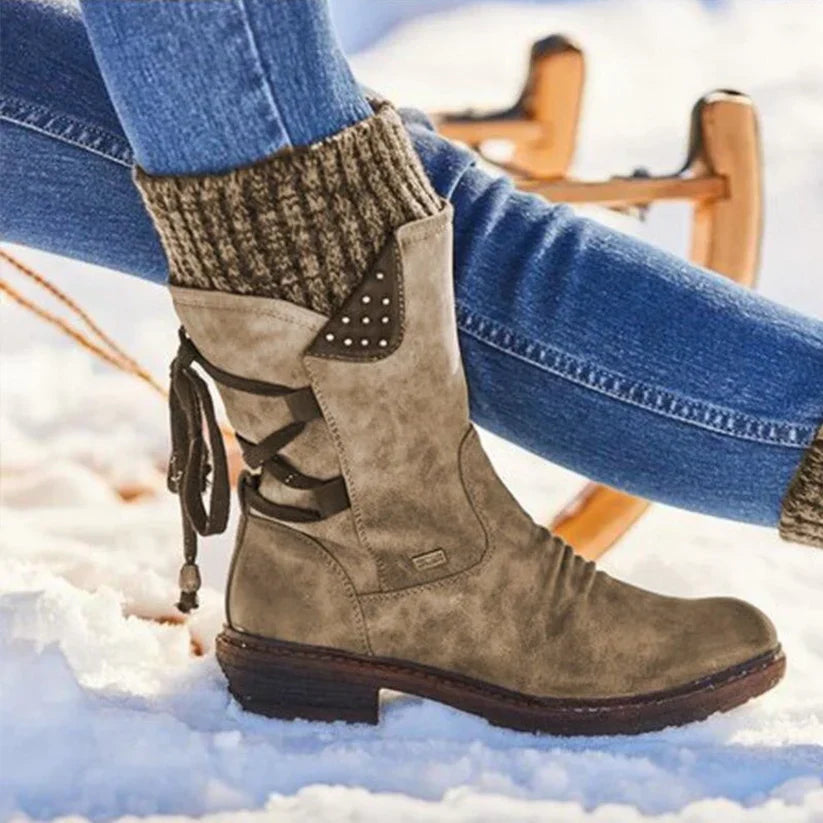 Women's Winter Mid-Calf Bow Plush Warm Boots