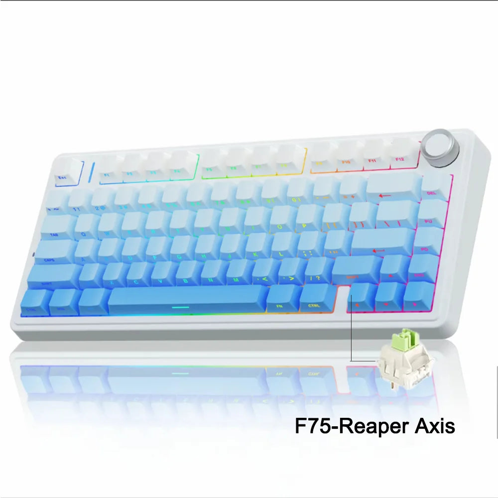 AULA F75 2.4G Wireless/Bluetooth/Wired Gaming Mechanical Keyboard RGB Customized 75% Layout OEM Profile Gasket PC Game Keyboard