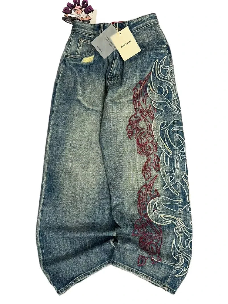 Baggy Wide Leg Designed Jeans