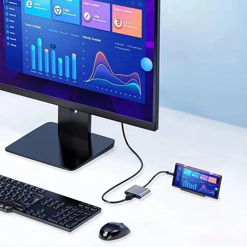 3 in 1 Usb Hub USB C to HDMI-compatible Splitter HUB Type-c to HDMI