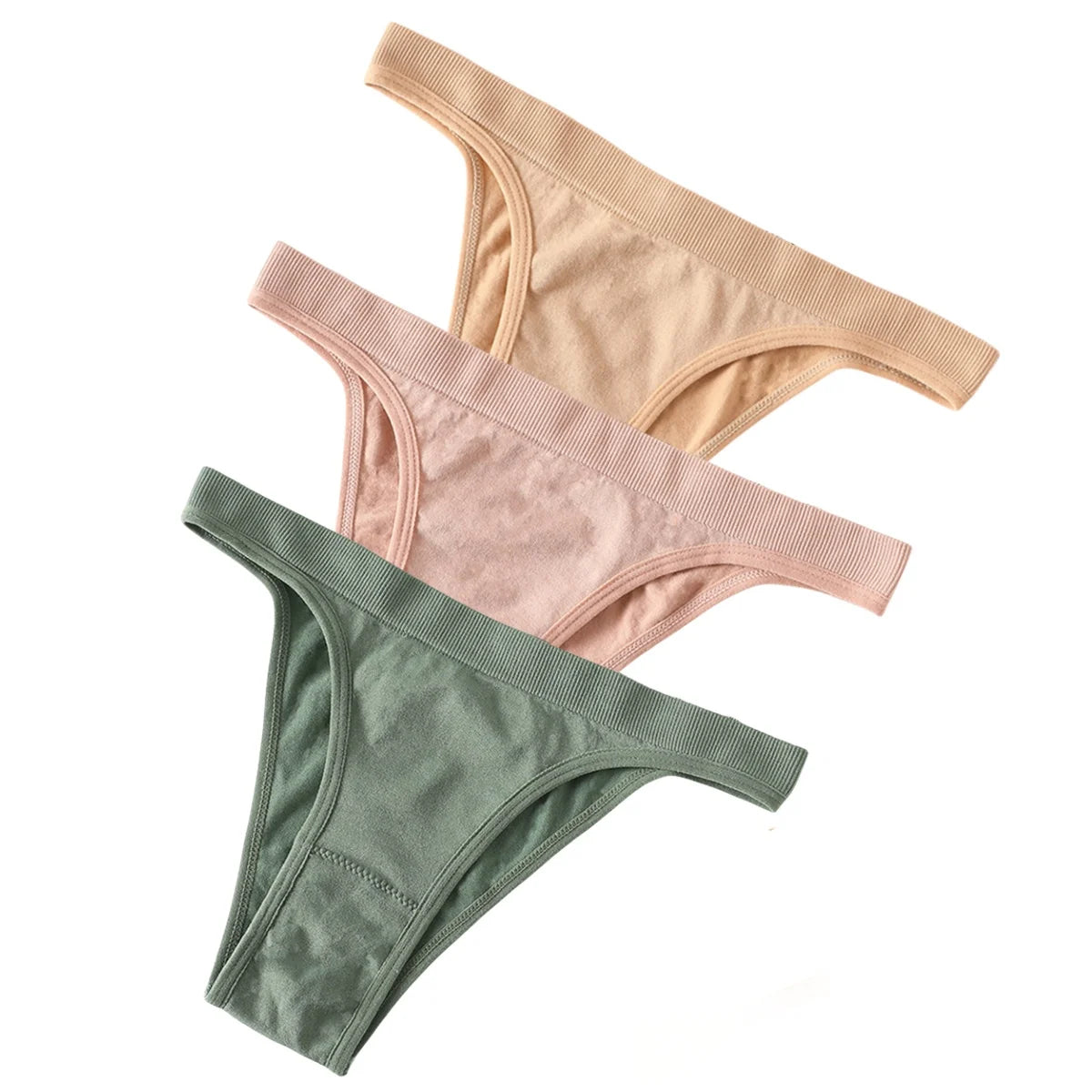 3PCS Set Women's High Rise Brazilian Panties Stretch Seamless Soft Sexy Lingerie