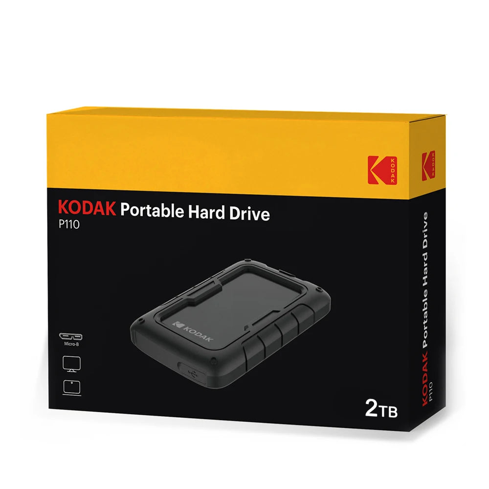 Kodak Portable External Hard Drive P110 - 500GB/1TB/2TB USB 3.0 PHDD External Hard Disk Perfect for PS4/PS5 Xbox Mac PC