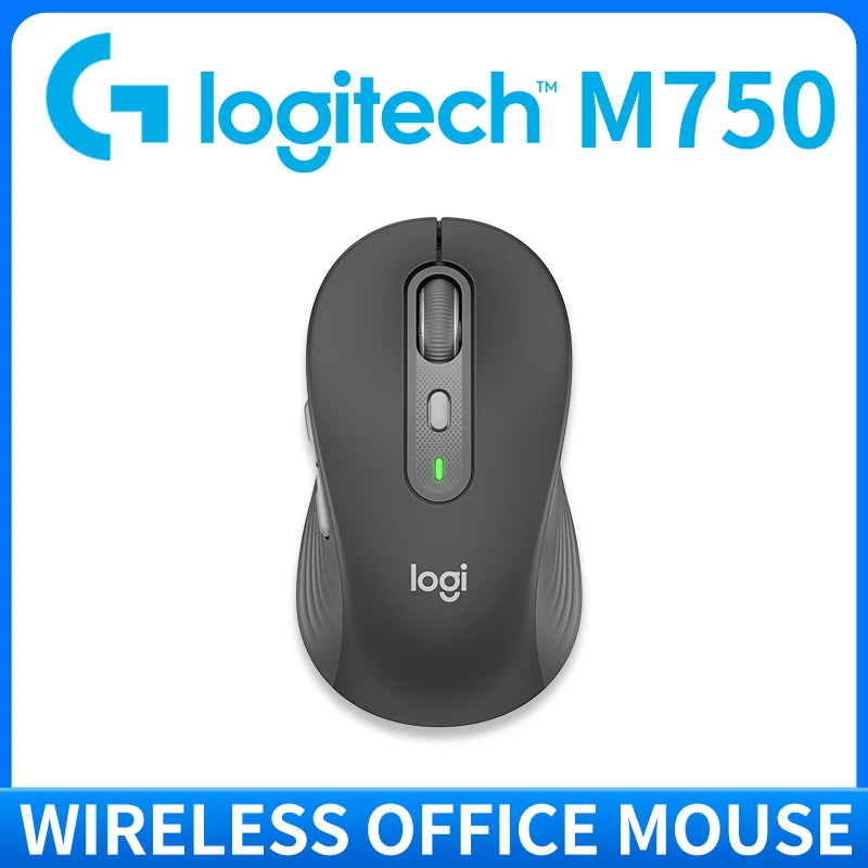 Logitech M750 Wireless Mouse Ergonomic Design Multi-Device Bluetooth & 2.4GHz Silent Click for Office Home PC Laptop