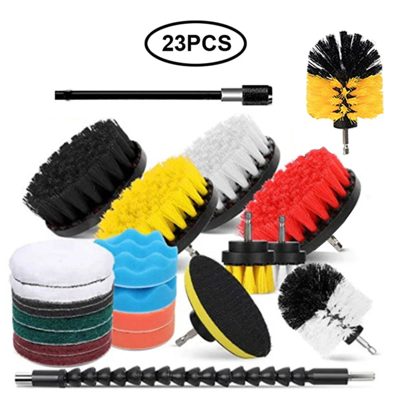 UNTIOR Electric Drill Brush Attachment Set Power Scrubber Brush Car Polisher Kitchen Bathroom Cleaning Tool Car Detailig Brushes