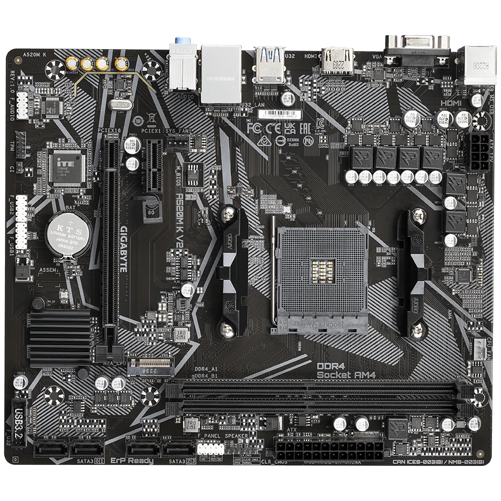 GIGABYTE A520M K V2 Motherboard A520 AM4 Support
