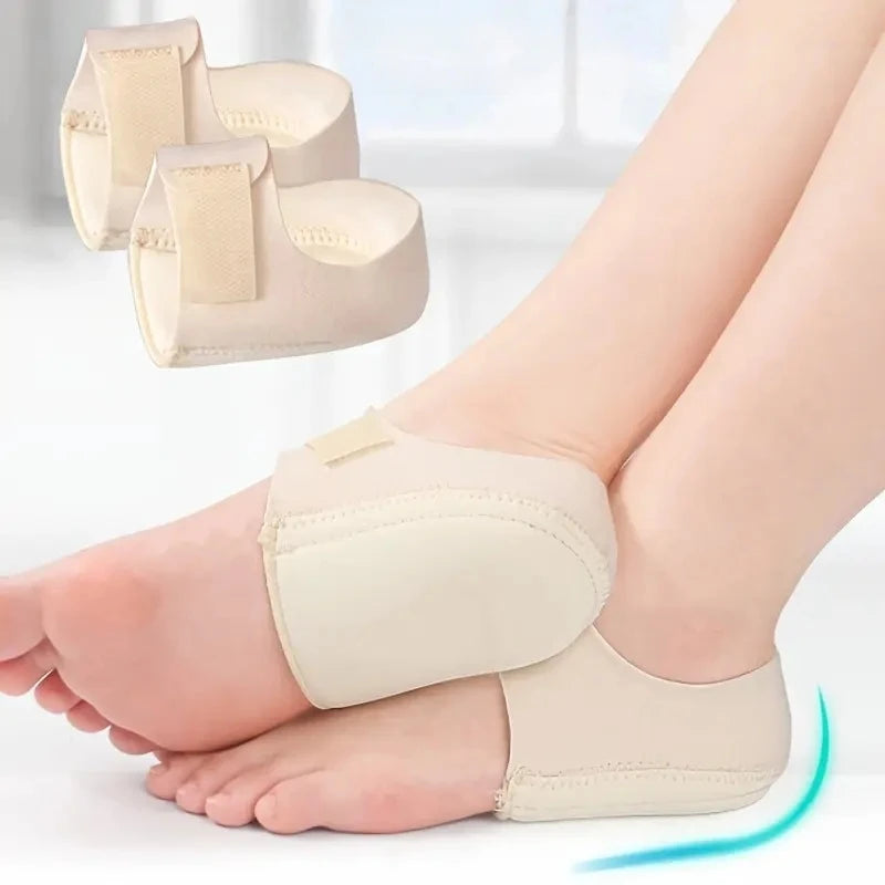 1 Pair Silicone Heel Pads, Shock Absorption, Relieving Leg Pressure, Adjustable Straps, Prevent Slipping Insoles