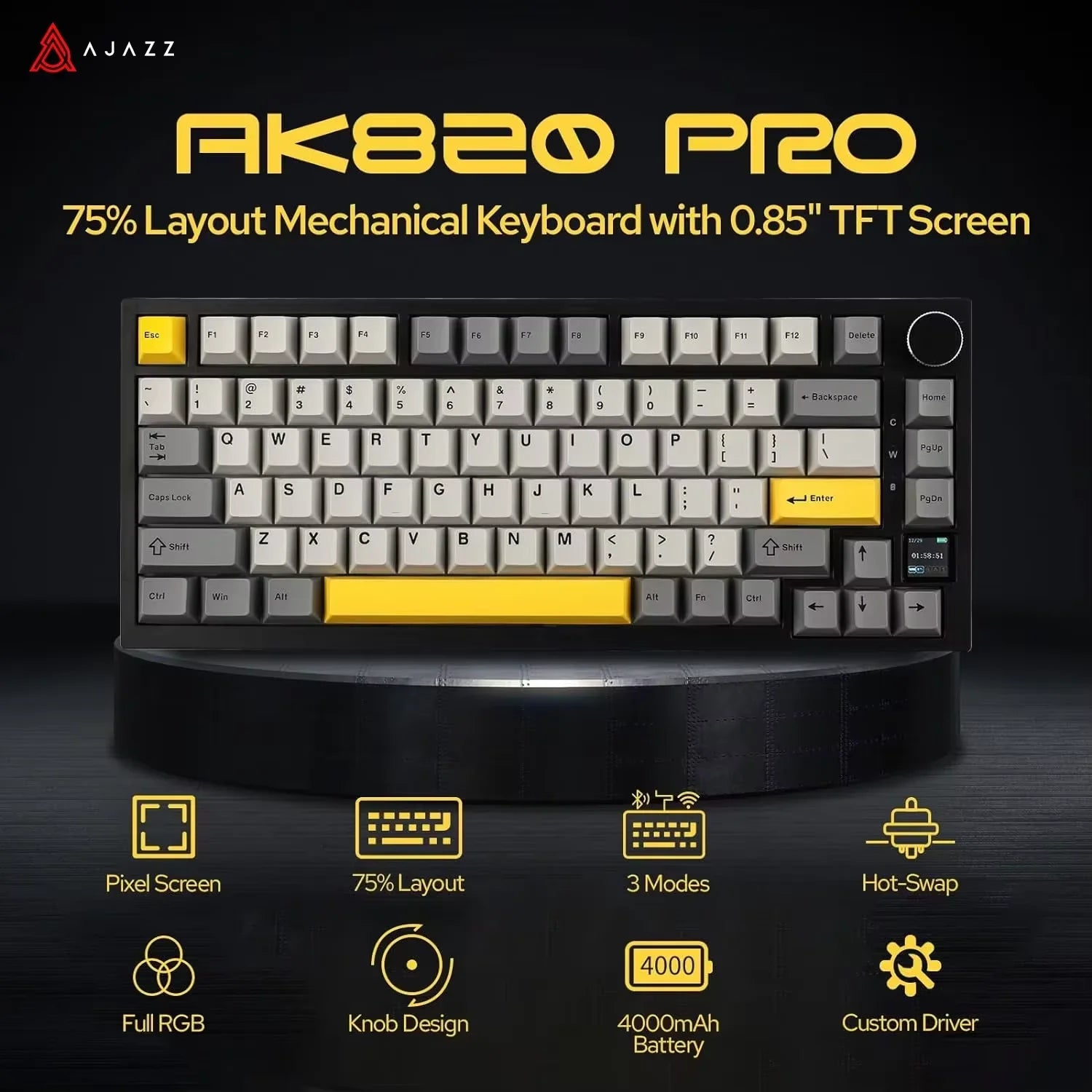 Ajazz AK820/AK820Pro Gaming Mechanical Keyboard Bluetooth 5.1/Wireless/C-Wired