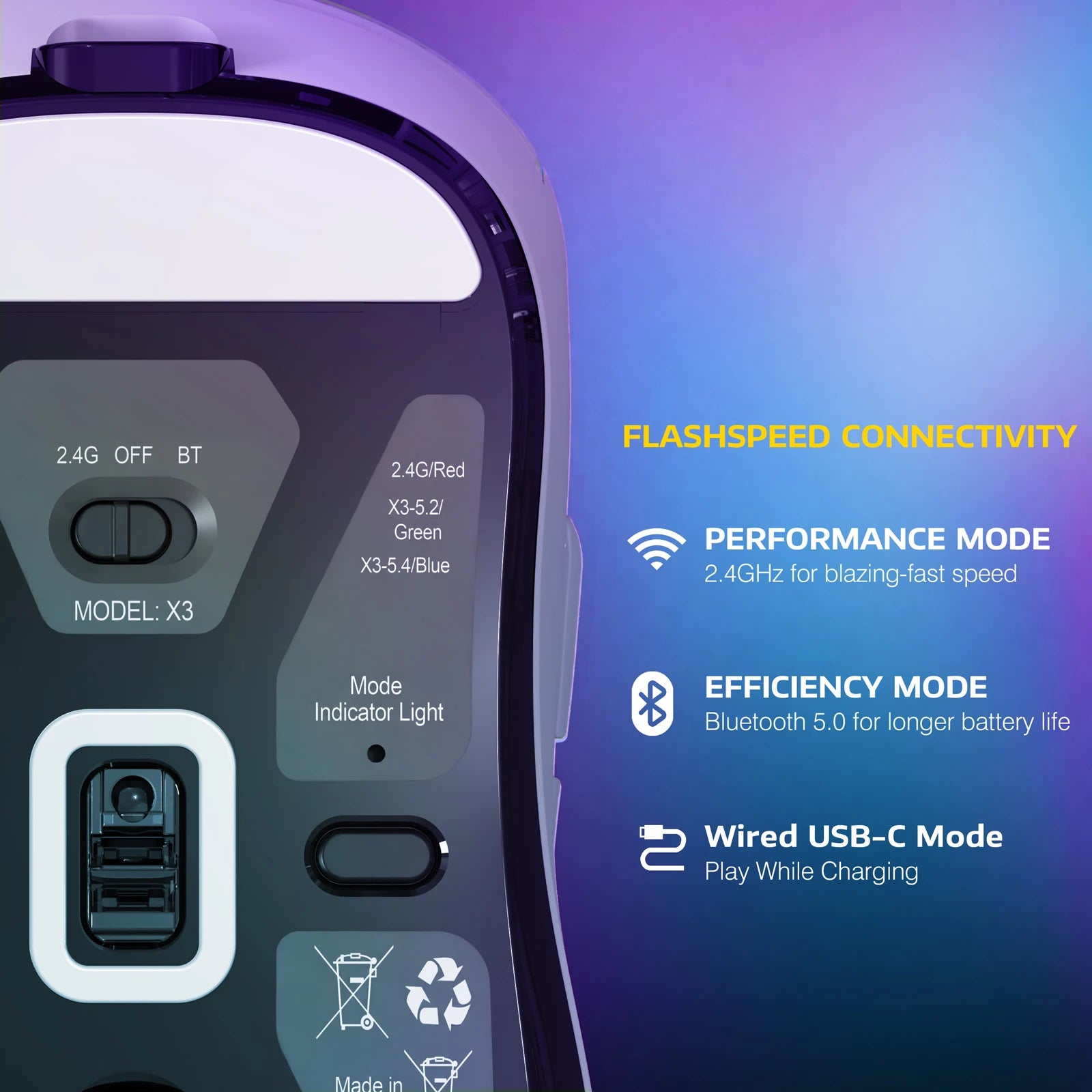 Attack Shark  X3Pro X3 Wireless Mouse Lightweight PAW3395 26000dpi