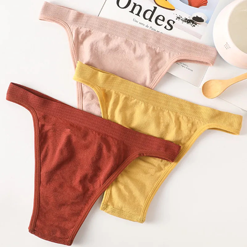 3PCS Set Women's High Rise Brazilian Panties Stretch Seamless Soft Sexy Lingerie