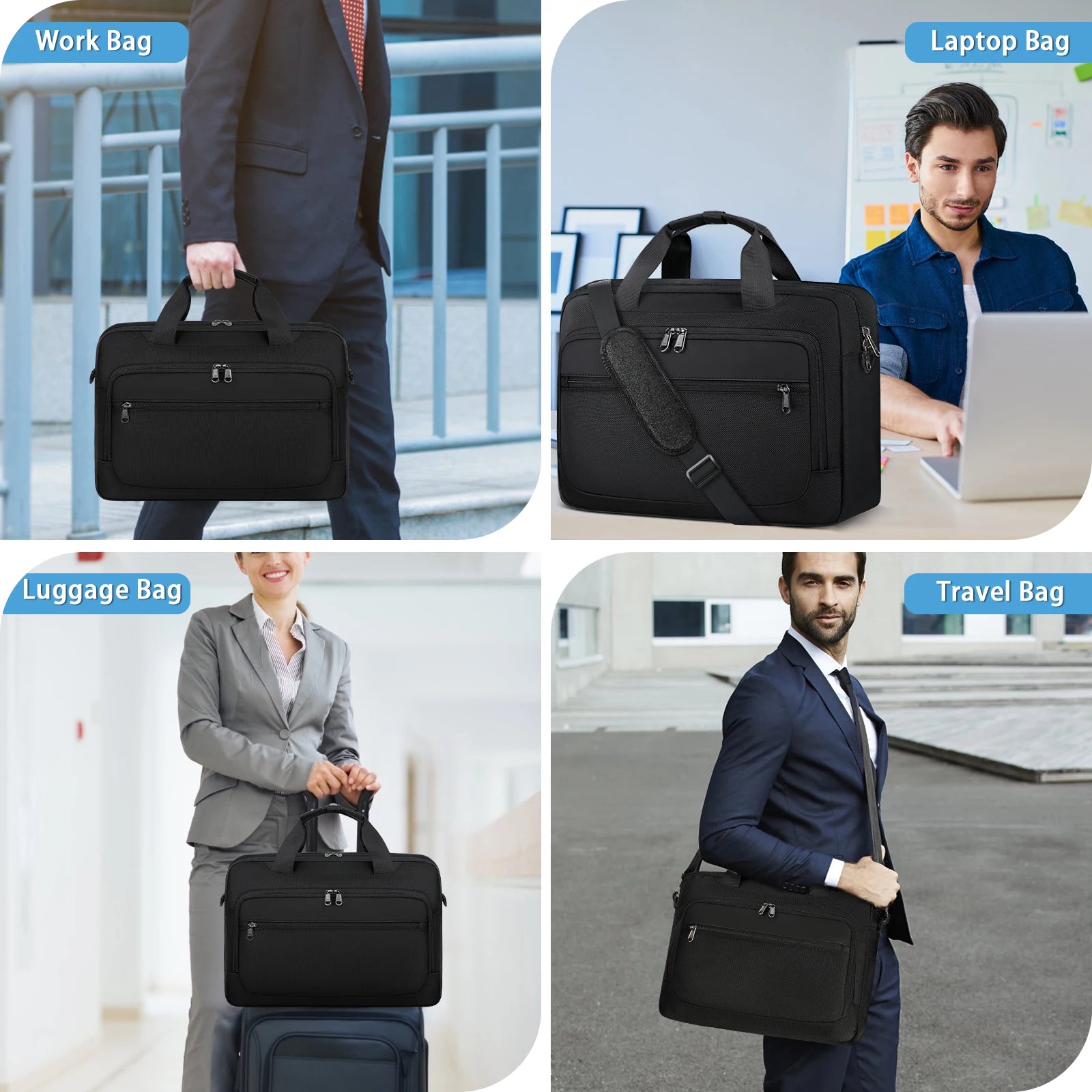 Laptop Bag 17.3 Inch Laptop Briefcase Large Waterproof Laptop Crossbody Bag Business Office Work Computer Bag for Men Women