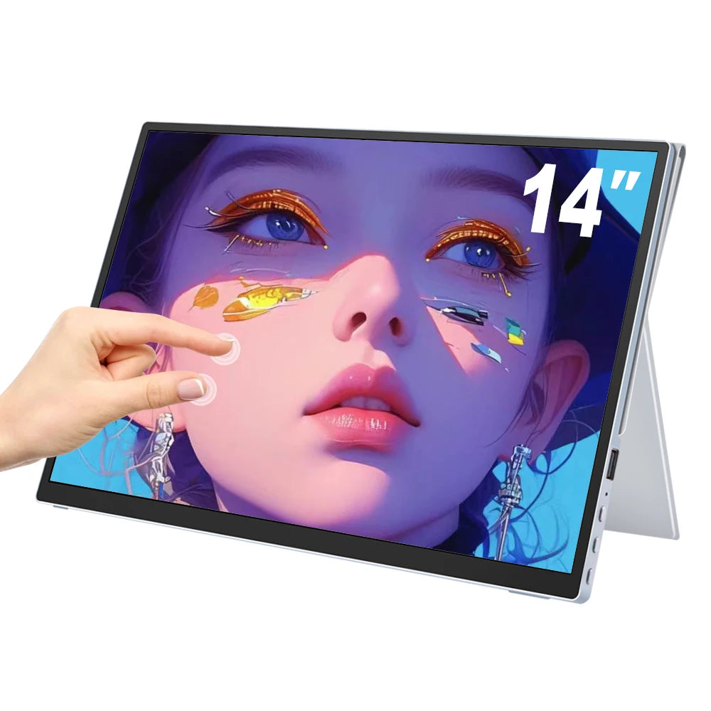 Portable Monitor Touchscreen 14 Inch 1920X1200P Ultra-Slim HDR FHD IPS Travel Display with case and Speakers