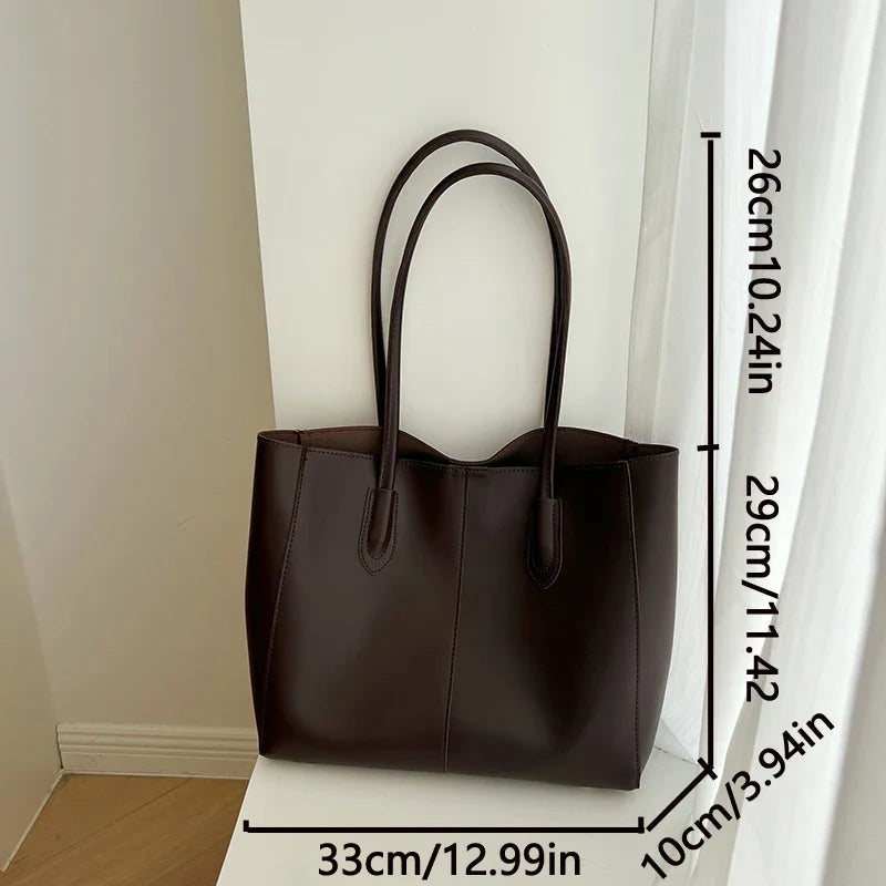 Vintage women's tote bag, new Korean version, large capacity, simple commuting bag,fashionable and versatile,single shoulder bag