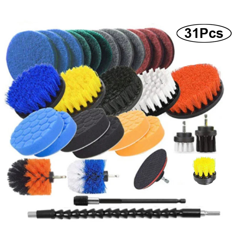 UNTIOR Electric Drill Brush Attachment Set Power Scrubber Brush Car Polisher Kitchen Bathroom Cleaning Tool Car Detailig Brushes