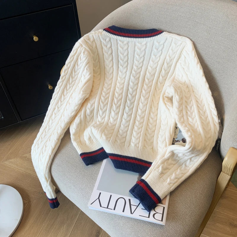 Women's Autumn Winter Cashmere V-Neck Knitwear Pullover