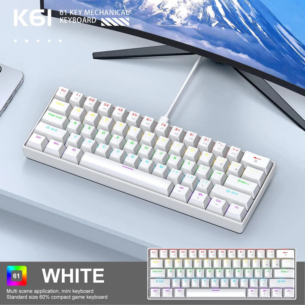 APAYADO K61 Keyboard 60% Portable Wired Mechanical Keyboard