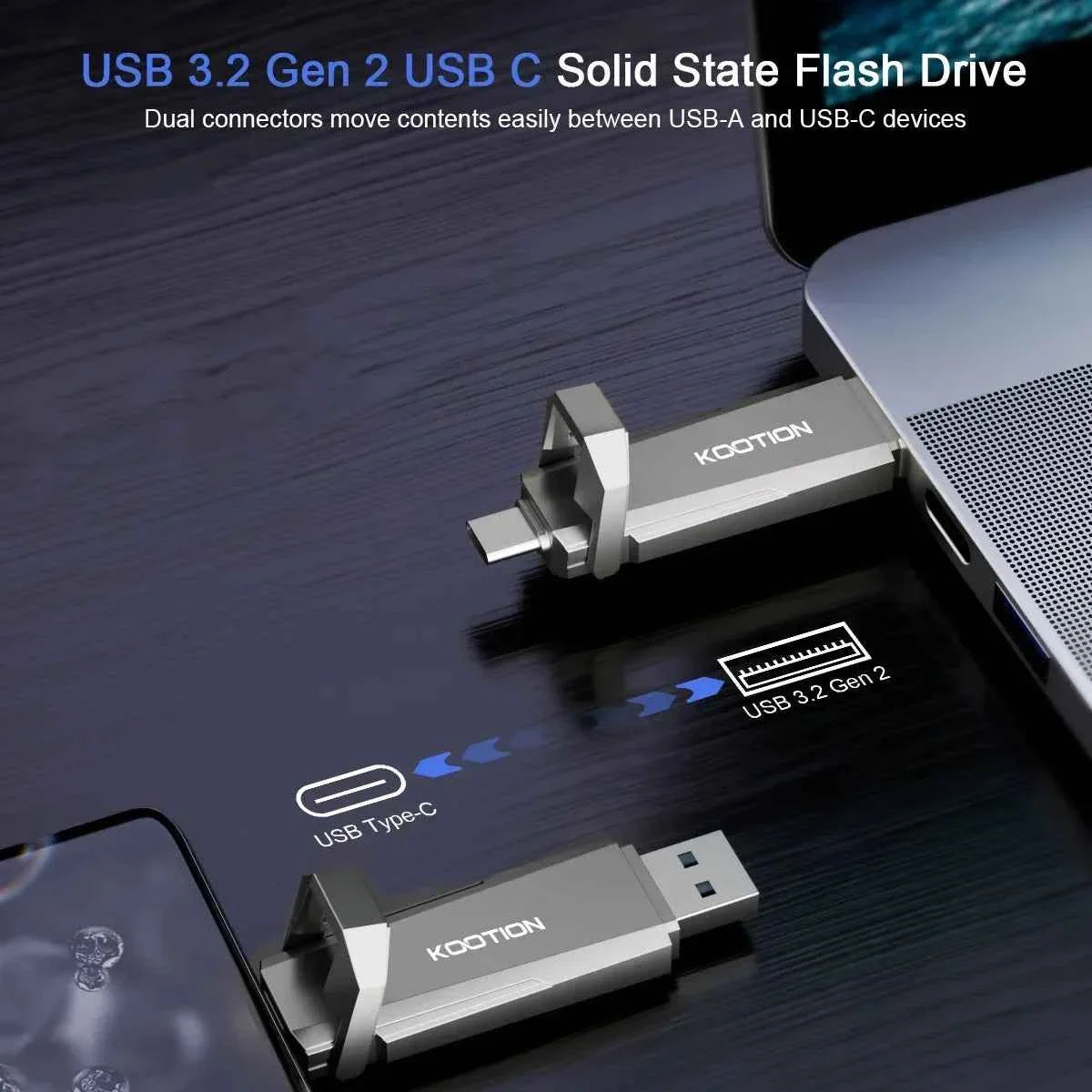 KOOTION U52 Type C USB 3.2 External Solid State Flash Drive 1TB 512GB 256GB